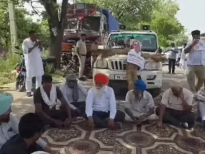 कुरुक्षेत्र में सूरजमुखी खरीद शुरू न होने पर किसानों का धरना, आढ़तियों पर अवैध वसूली के आरोप