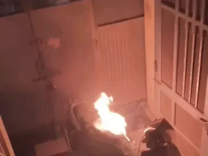 करनाल में खड़ी इलेक्ट्रिक स्कूटी में धमाके के बाद लगी आग, पास खड़ी स्पोर्ट्स बाइक भी जली; युवक झुलसा