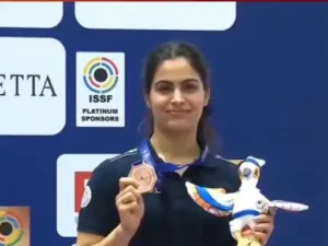 झज्जर की मनु भाकर ने ISSF वर्ल्ड कप में जीता कांस्य पदक: 25 मीटर पिस्टल स्पर्धा में शानदार प्रदर्शन, फाइनल में लगाए 28 हिट