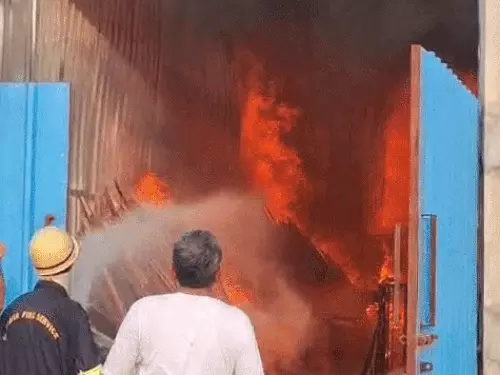 रेवाड़ी में प्लाइवुड गोदाम में भीषण आग: बाहर सो रहे थे 5 मजदूर, फायर ब्रिगेड की 10 गाड़ियों ने घंटों बाद पाया काबू