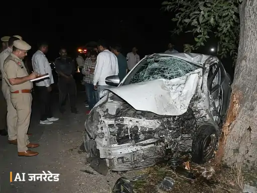 भिवानी में पेड़ से टकराई तेज रफ्तार कार: शादी से लौट रहे युवक की मौत, रुपगढ़-झरवाई के बीच हादसा