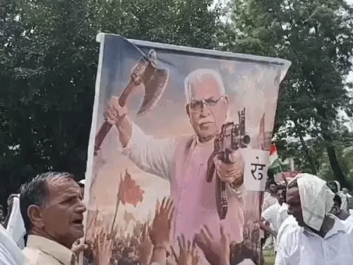 हर्ष एनकाउंटर पर BJP विधायक के इस्तीफे की मांग पर अड़ा रोड़ समाज: करनाल में 2 किलोमीटर रोष मार्च, 3 घंटे प्रदर्शन; 3 मांगें रखीं